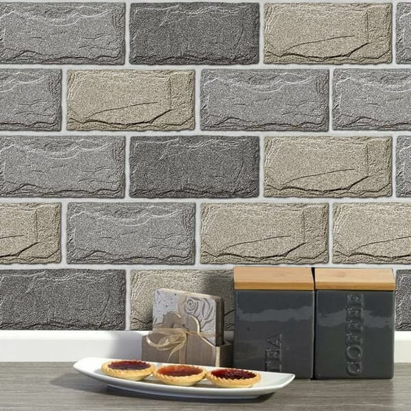 Wall Tile Stickers, Self-Adhesive Waterproof Wall Tile Transfers, DIY 3D Tile Stickers for Bathroom Home Decor