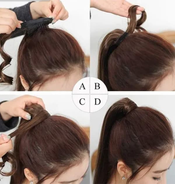 Rett hår hestehale Lang brun wrap-around hårforlengelse Hestehale for jenter 21,7 tommer