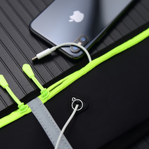 Let og justerbar 1-delt sort taljetaske med elastisk bælte til iPhone Samsung, ideel til løbetræning, unisex.