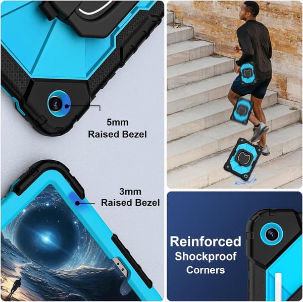 Tablet Case for Galaxy Tab A9 Plus 11 2023 - Blue Protective Cover with Rotating Stand - Drop-Resistant & Durable - Compatible with Samsung