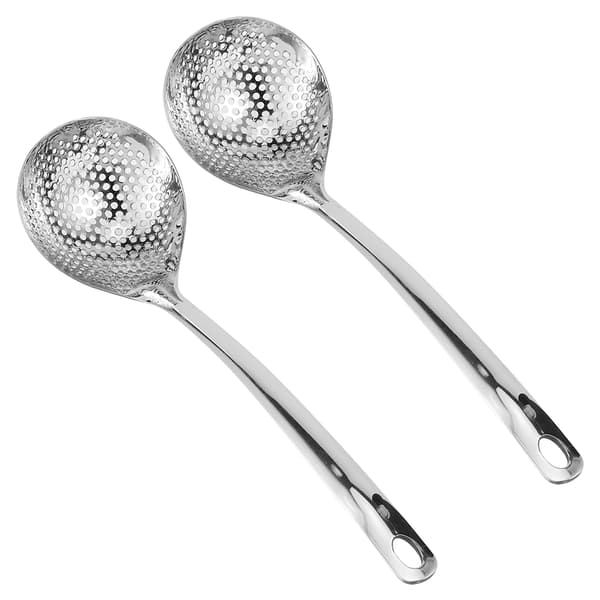 2 PCS Stainless Steel Long Handle Hot Pot Colander Strainer Spoon Dinner Spoons Portable Cookware