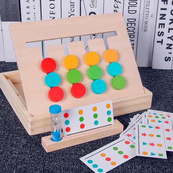 Montessori pædagogisk legetøj Slide Puzzle Farve & Form Matching Hjerne