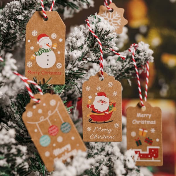 50 st julklappsetiketter i kraftpapper, DIY-hängande etiketter, D E50st