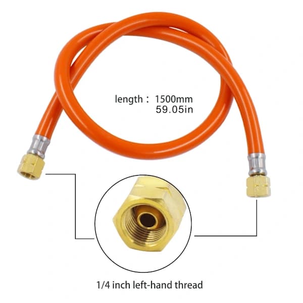 50mbar Pressure Regulator Valve Set Adjustable Aluminum Control Valve for Gas Systems with Hose Orange 1/4 inch