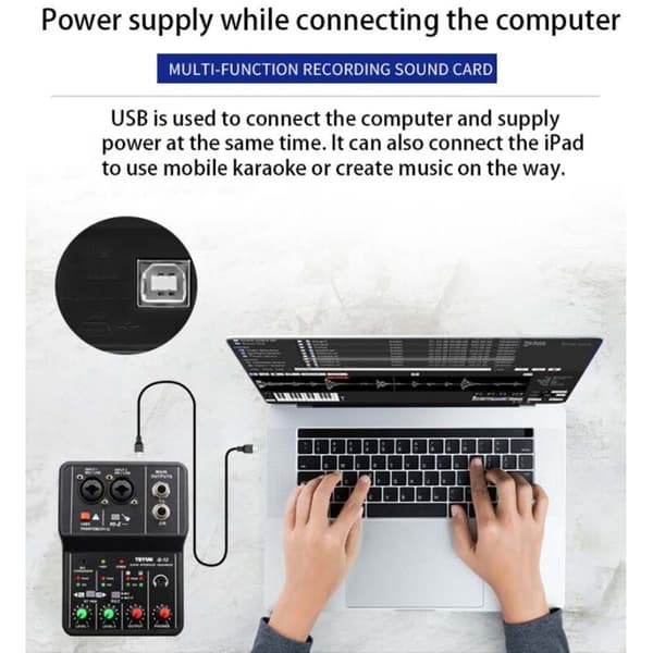 Q-12 Lydkort Lydmixer Lydkort Konsol Skrivebordssystem 4 Kanals Grænseflade 48V Strømforsyning Stereo Computer Lydkort