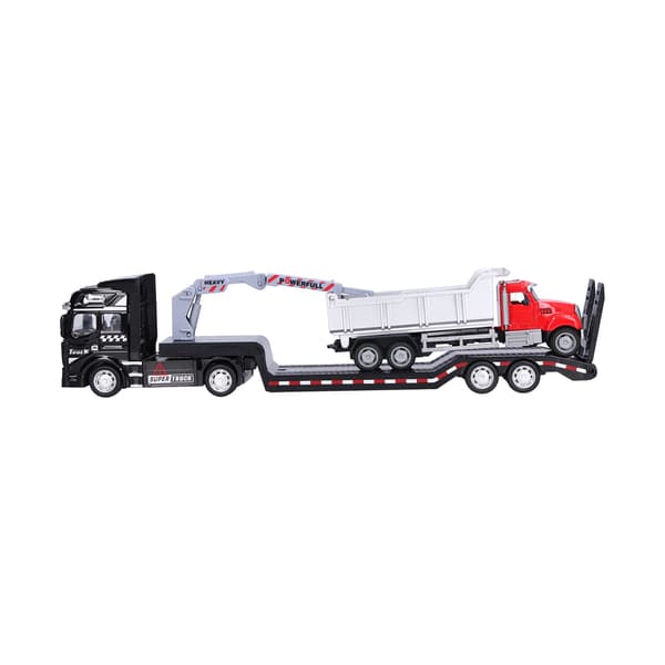 1:50 Engineering Trailer Model Legetøj Bevægelig Arm Køretøjsmodel Sæt Pædagogisk Billegetøj til Børn Byggetrailer med Tippbil