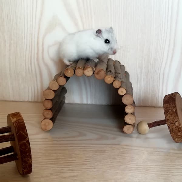 Rodent Wooden Bridge, Tunnel for Cage, Hamsters, Rabbits, Bendable