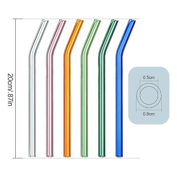 Reusable Glass Straws, Bent Glass Drinking Straws With 2 Cleaning Brushes, Straws For Smoothies,(mu