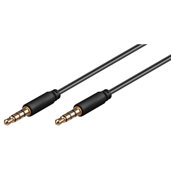 AUX-lydkabel, 3,5 mm stereo 4-polet, smal, CU