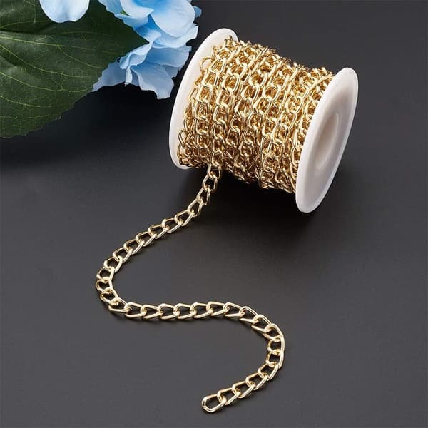 10*6,5 mm Unwelded Twisted Gold Aluminum Coarse Link Chain with Spool