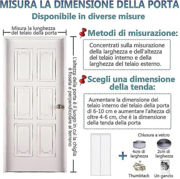 White Magnetic Mosquito Net, Mesh Curtain, Door With Full Coverage, Self-Closing For Balcony, Easy Installation, 100x210 Cm db