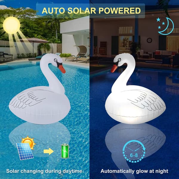 2-pack soldrivna flytande svanlampor vattentäta trädgårdsspa uteplats bröllopsfestdekoration