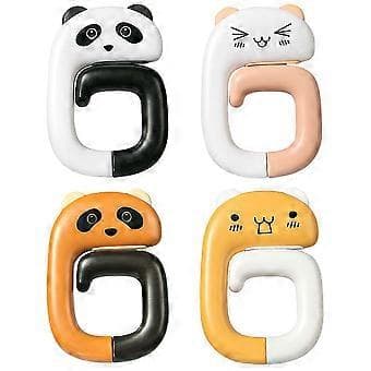 4 stk. Bøjelige og Foldbare Panda Kroge Nøglering Krog Taskekrog til Hjemmekontor
