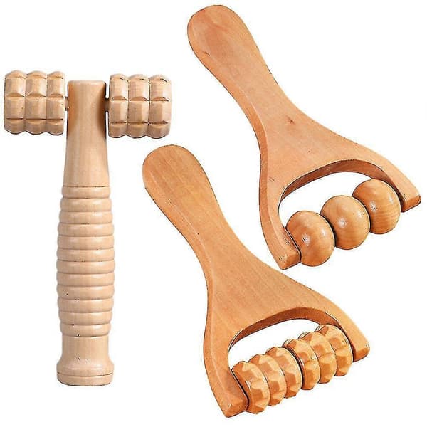 3-pack Massage Roller for Body, Multifunctional Foot Massager, Wooden Roller Massager Tool