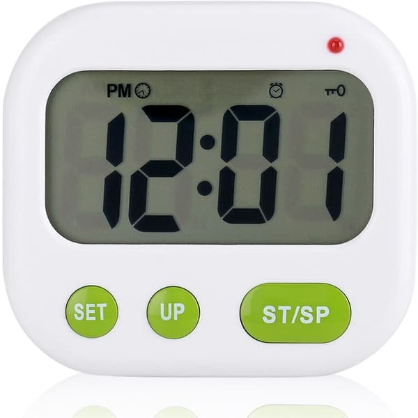 Musik/Vibrations digital LCD-väckarklocka, elektronisk kökstimer med bakgrundsbelysning