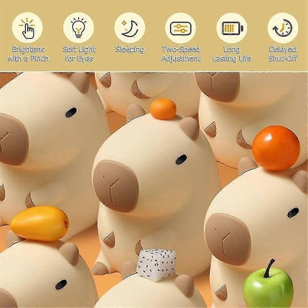 Capybara Night Light, Capybara Tap Tap LED Night Light, Capybara Lamp, Silicone Cute Capybara Night Light