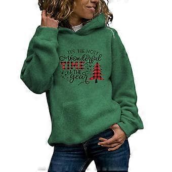 Dame Jule Oversized Hettegensere Gensere Fleece Hettegenser Pullover Topper Gensere Uformelle Høst Vinter Klær Grønn XL Grønn XL Green XL