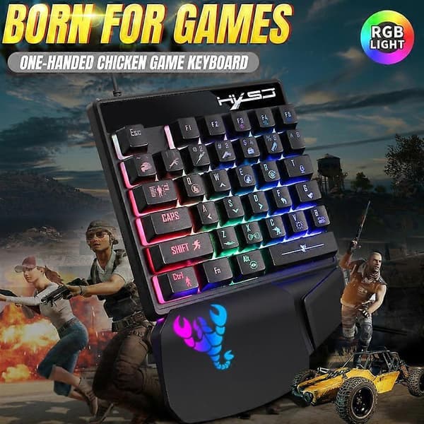 HXSJ V400 Wired Gaming Keypad One-Handed Membrane Keyboard with Backlight 35 Keys