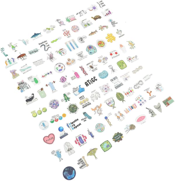Vitenskapsmerker 100 stk av papir for laptop og koffert -