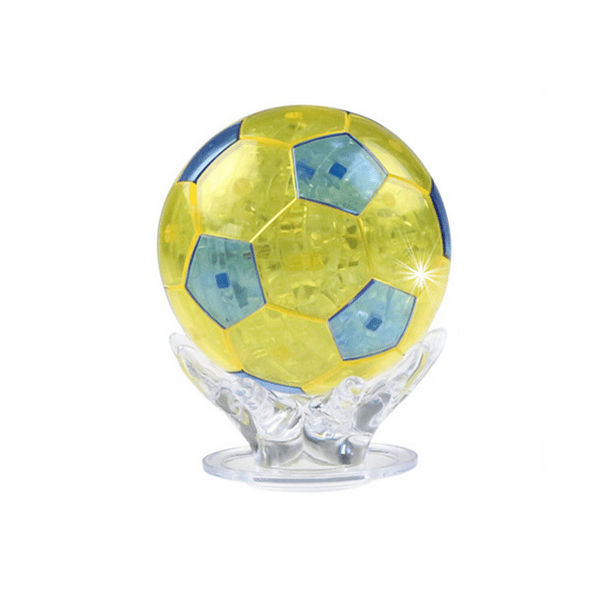 3D-krystallpuslespill for barn, lysende fotballpuslespill