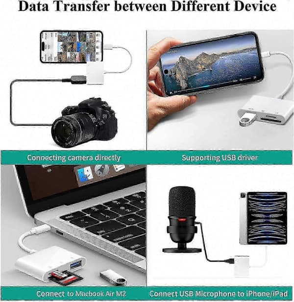 Apple USB-C til SD-kortleser - 3-i-1 minnekortadapter for viltkameraer og enheter