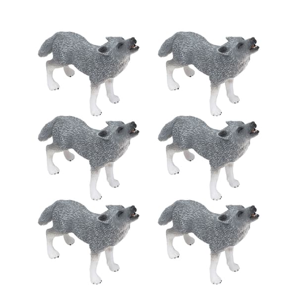 6 Pcs Wolf Figures, Lifelike Educational Arctic Wolf Animal Models for Collection Gifts, Cake Decorations