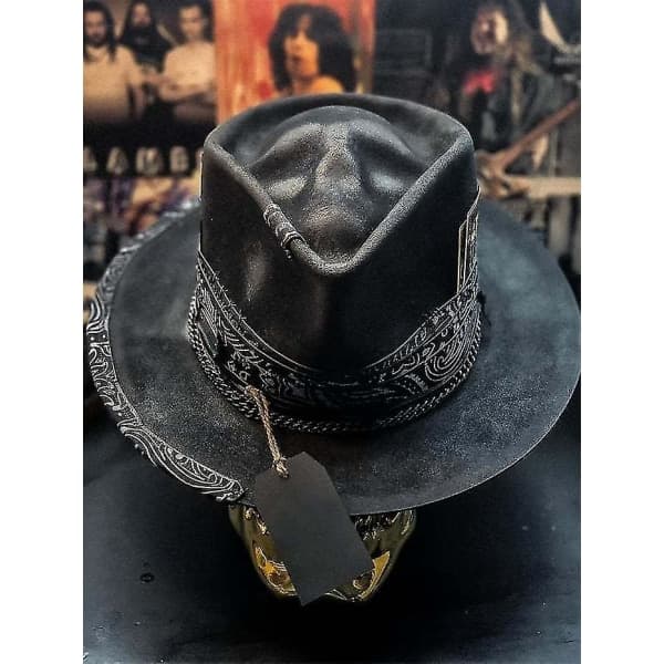 Cowboyhat i punkstil til mænd Western Skull Sort Cowboyhat