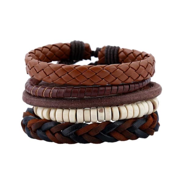 5-pack Handmade Leather Bracelets Men's Bracelets Leather Leather Rope