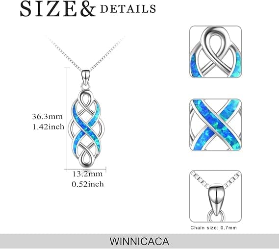 Celtic Knot Necklace Created Opal Pendant Sterling Silver Infinity Love Jewelry