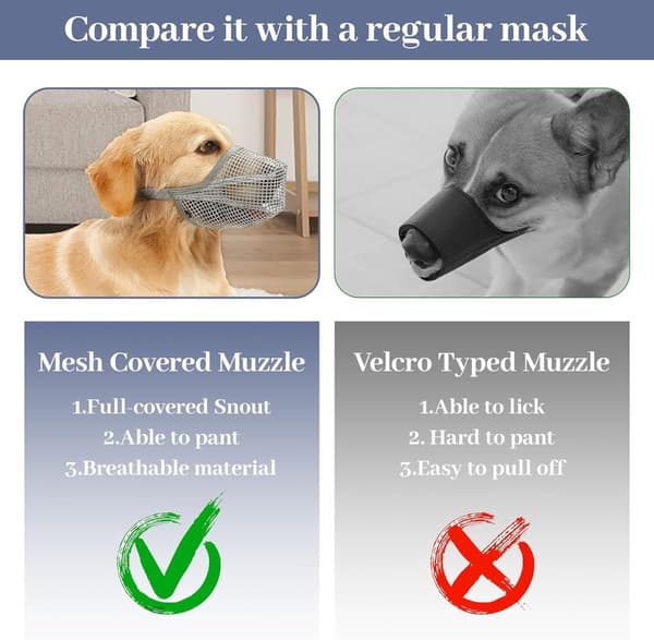 Dog Muzzle Soft Breathable Mesh With Adjustable Straps, Full Coverage Anti-biting Barking For Small Medium Large Dogs, Black Grey XL