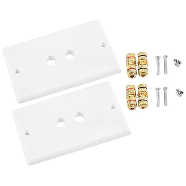 2-pack enkel 1.0 högtalarkabel väggplatta (banankontakt väggplatta) för 1.0 högtalare, vit