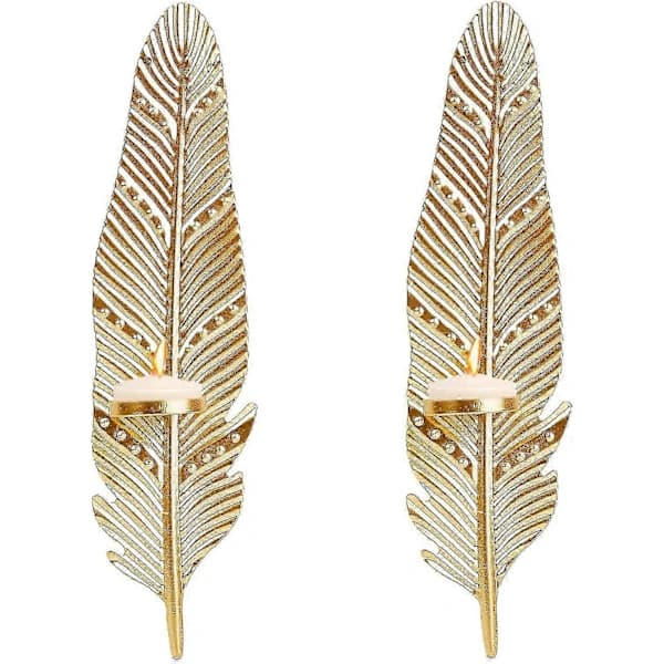 2 stk Vegglysestaker, Metall Veggmonterte Lysestaker, Lysestake Veggkunst Dekor til Hjemmet