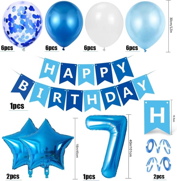 7-årsdag ballong for gutt, blå 7-årsdag