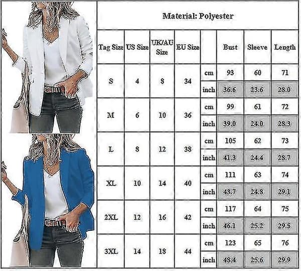 Women's Simple Open Front Lapel Long Sleeve Work Office Cardigan Blue M Blue M