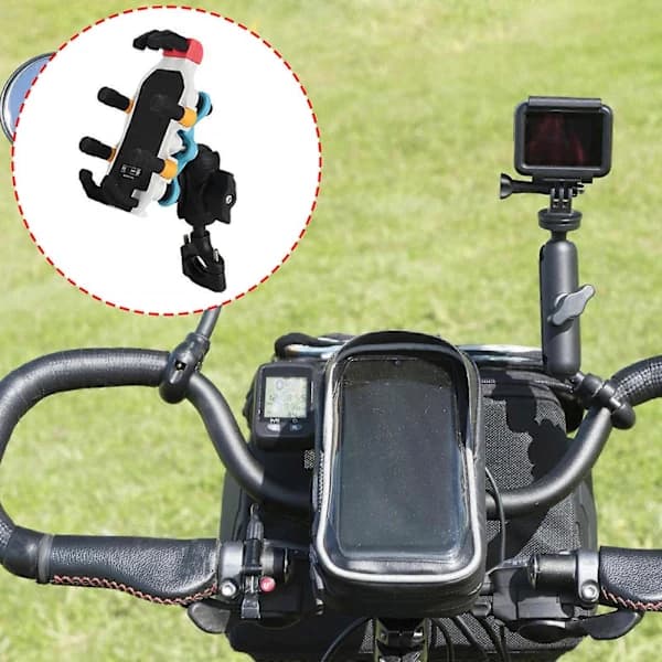 Strong Motorcycle Mobile Phone Holder with Adjustable Handlebar Clamp Anti-Vibration Bike Phone Mount for Devices