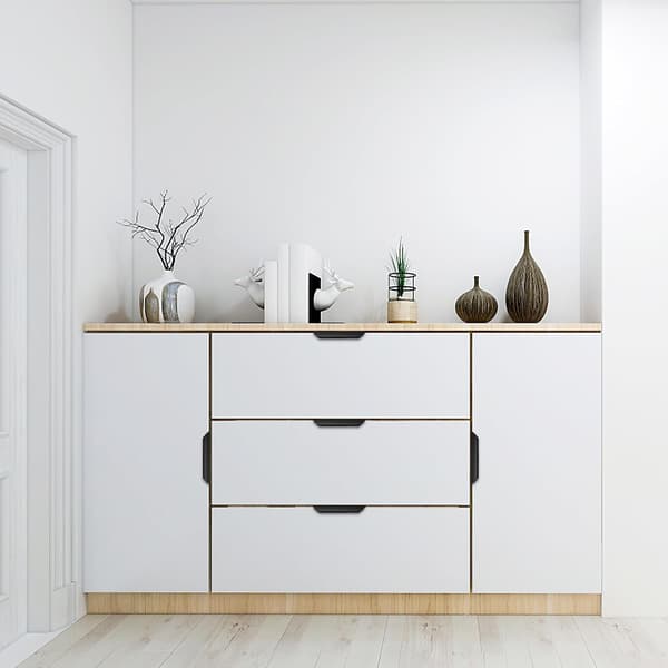 5-pak sorte køkkengreb, 120 mm skabsdørgreb, moderne aluminiumsgreb til badeværelsesskabe, mat sort 120mm 120mm