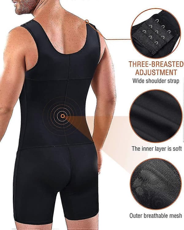 Herr Shapewear Helkroppsformare Kompresjon Slankende Magekontroll Body 1st-svart,,L