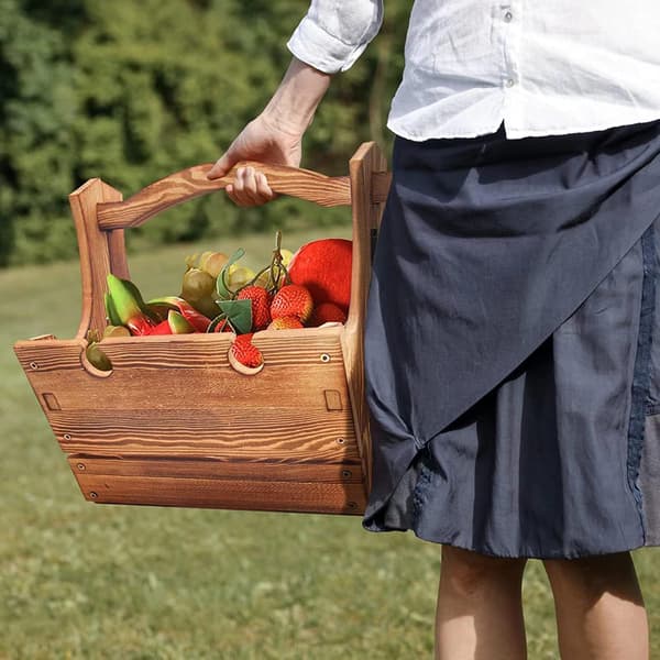 Bærbart picnicbord, 2-i-1 foldbart træpicnicbord, vinbord med 4 vinglasholdere, velegnet til udendørs græsplæne, strand, park, have