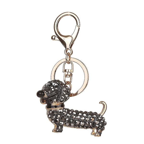 Crystal Dachshund Keychain Bag Pendant Car Holder Keyring Fine