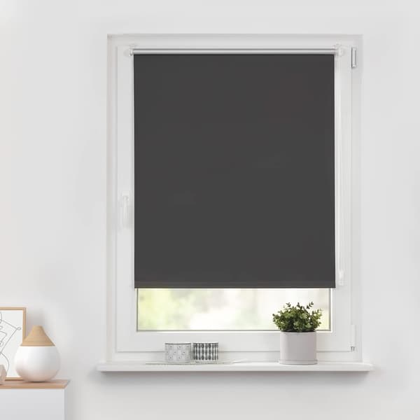 Lämpörullaverho ilman porausta, pimennysrullaverho, tummanharmaa, 90 cm x 200 cm harmaa grey