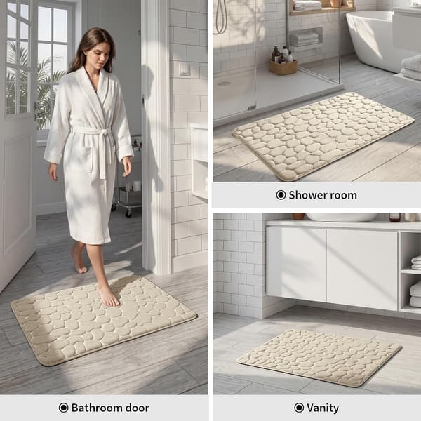 Absorbent Shower Mat, Bathroom Mat, Non-Slip Bathroom Mat, 40 x 60 cm, Light Camel