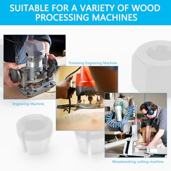 Fræsepatron og adaptersæt til træbearbejdning - 6mm, 6.35mm, 8mm med møtrikker