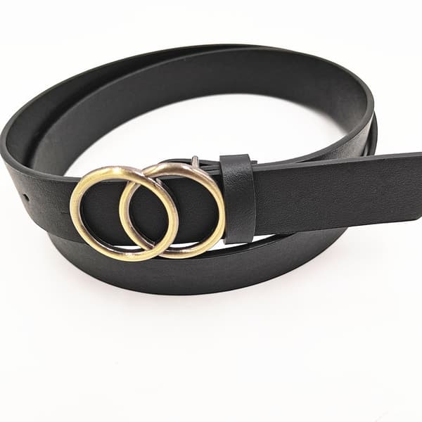 2-pack Women's Leather Belts Faux Leather Jeans Belt with Double O