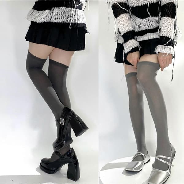 Dame over kneet sokker, rørstrømper, nylon lårhøye strømper, nyhet, kostymetilbehør, gaver C C C