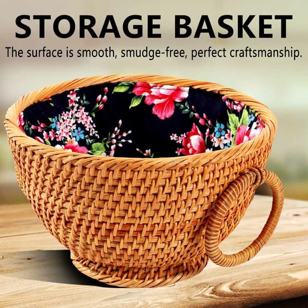 Round Rattan Woven Fruit Basket, Storage Baskets, Dried Fruit, Candy, Snacks, Dessert, Food Storage Container