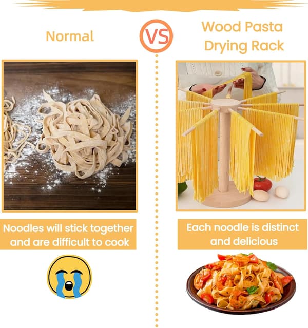 Pastatørrer, Stor sammenklappelig pastatørrer i træ til frisk pasta, nudler, spaghettitørrestativ til pastamaskine, sammenklappelig i træ