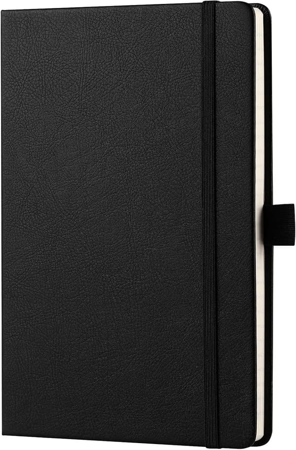 Notesbog, A5-notesbog med premium papir, 200 sider skrivebog A5-notesbog, klassisk hardback i kunstlæder, sort