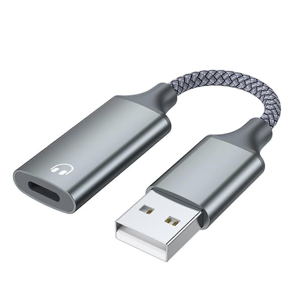 USB til 8-pin iOS hodetelefon samtaleomformer kabeladapterledning for datamaskin bærbar PC grå grå Grey