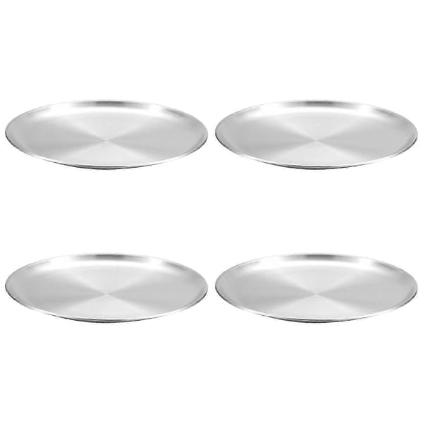 304 rostfria stålfat, snacksfat, salladsfat, middagsfat i metall, matlagning, 4-pack