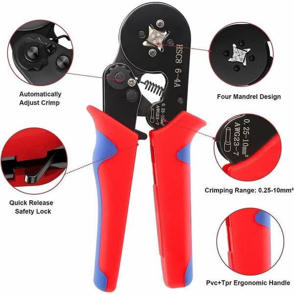 Crimping Tool Set, Cable Lug Crimping Tool Electrical Cable Lugs for Crimping 1250 Cable Lugs 0.5-10mm² for Cable Lugs Electrician Pliers Crimping Tool